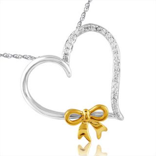 CT. T.W. Diamond Heart with Bow Pendant in Sterling Silver and 10K