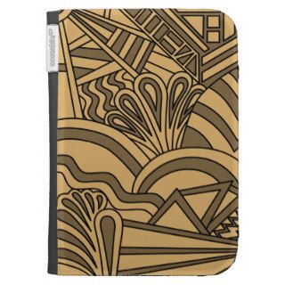Brown and Tan Color Art Deco Style Design. Case For The Kindle