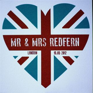 personalised union jack couples card by ditto
