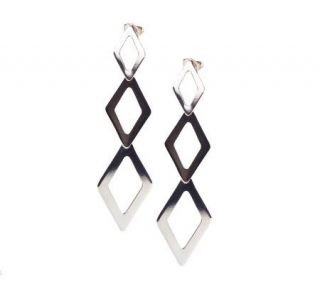 Ethereal Gold Triple Diamond Shape Dangle Earrings 14K White Gold —