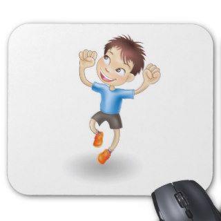 Young boy jumping for joy mousepads