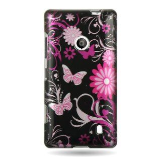 Dream Wireless CANK521PKBF Slim and Stylish Design Case for the Nokia Lumia 521   Retail Packaging   Pink Butterfly Cell Phones & Accessories