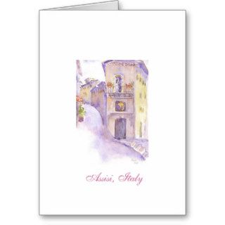 watercolor of Assisi, Italy on a greeting card