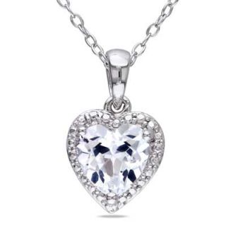 0mm Heart Shaped Lab Created White Sapphire Pendant in Sterling