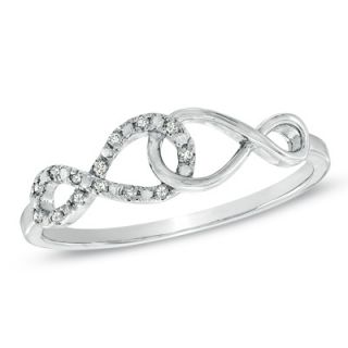 Diamond Accent Infinity Loop Ring in Sterling Silver   Zales