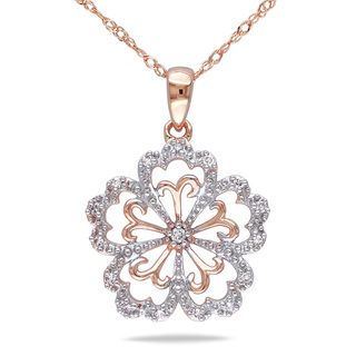 Miadora 14k Rose Gold Diamond Flower Necklace (G H, I1 I2) Miadora Diamond Necklaces