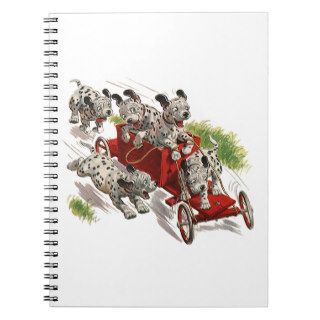 Vintage Humor, Dalmatian Puppy Dogs Fire Truck Notebook