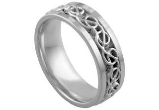 Men's 14k White Gold Celtic 7mm Comfort Fit Wedding Band Ring Jewelry