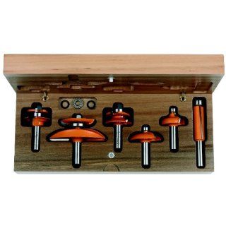 CMT 800.520.11 Cabinet Making Router Bit Set in Hardwood Case with 1/2 Inch Shank and 2 Cutting Edges Per Bit, 6 Piece   Door And Window Router Bits  