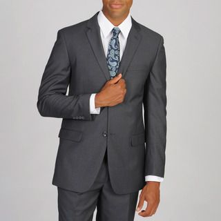 Caravelli Mens Slim Fit Pinstripe Grey Suit