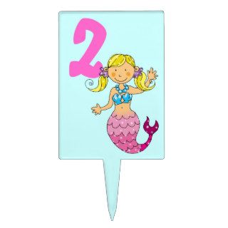 2nd birthday girl (mermaid princess) cake picks
