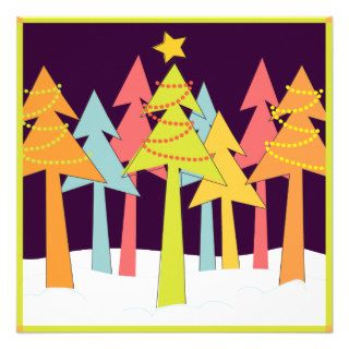 Retro Christmas Trees Holiday Party Custom Announcements