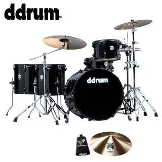 ddrum JMR522 BSP Journeyman Rambler Black Sparkle 5 Piece Drum Set w/ ddrum Hardware, Cowbell and Effects Cymbal Musical Instruments