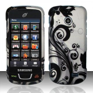 For Stright Talk Tracfone Net 10 Samsung T528g Accessory   Black Flower Designer Hard Case Cover + Lf Screen Wiper Cell Phones & Accessories
