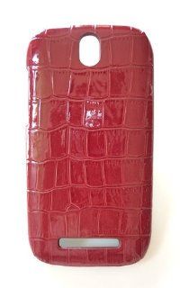 Designer Red Patent Crocodile Leather Phone Cover Back Case For HTC One SV / ST (Boost Mobile, Cricket) Cell Phones & Accessories