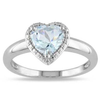0mm Heart Shaped Aquamarine Ring in Sterling Silver   Zales