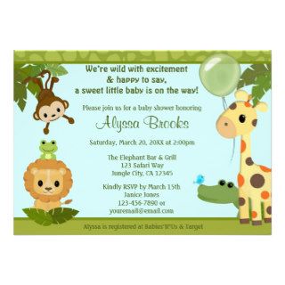 Animal SAFARI PARTY baby shower invitation monkey