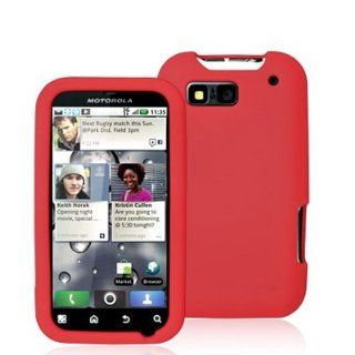 Red Silicone Rubber Gel Soft Skin Case Cover for Motorola Defy MB525 Cell Phones & Accessories