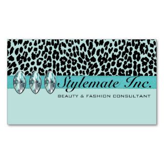 Custom color leopard animal print diamond jewel business card template
