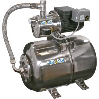 BurCam Shallow Well Stainless Steel Jet Pump with 6.6 Gallon Tank   3/4 HP, 900