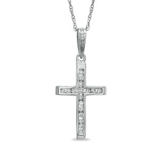 Diamond Accent Cross Pendant in 10K White Gold   View All Necklaces