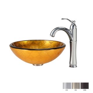Kraus Bathroom Combo Set Orion Glass Vessel Sink And Riviera Faucet