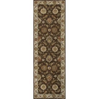 Hand tufted Traditional Oriental Pattern Brown Rug (26 X 10)
