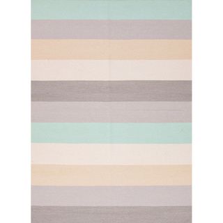 Handmade Flat Weave Stripe Pattern Multicolored Area Rug (9 X 12)