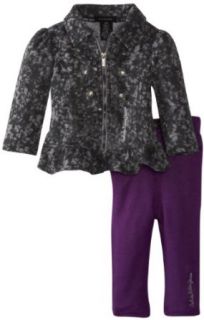 Calvin Klein Baby Girls Infant Jacket With Purple Pant, Gray, 12 Months Clothing