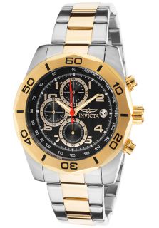 Invicta 16081  Watches,Mens Pro Diver Chronograph Two Tone Bracelet Black Dial, Casual Invicta Quartz Watches