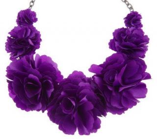 Joan Rivers Romantic Fabric Flower 16 Necklace w/ 3 Extender —