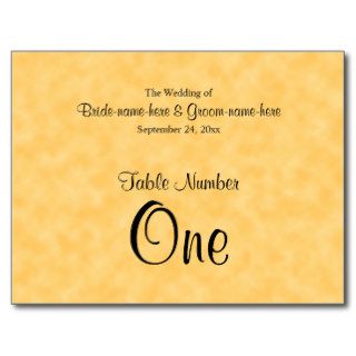 Yellow and Black Wedding Table Number. Postcards