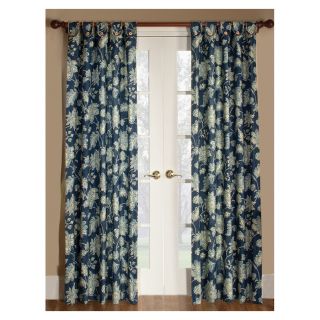 Waverly Everard 84 in L Floral Indigo Tab Top Curtain Panel