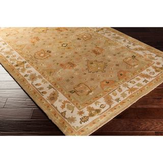 Hand tufted Floral Border Classic Gold Rug (8 X 11)