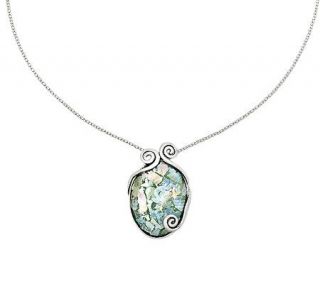 Or Paz Sterling Oval Roman Glass Pendant with Chain —