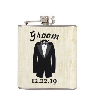 Groom Flask Tuxedo black Tie