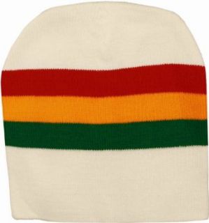 White, Green, Yellow and Red Rasta Color Striped Short Beanie at  Mens Clothing store