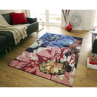 Nuloom Hand hooked Floral Indoor / Outdoor Synthetics Pink Rug (5 X 8)