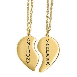 Couples Heart Name Pendant in Sterling Silver with 14K Gold Plate (2