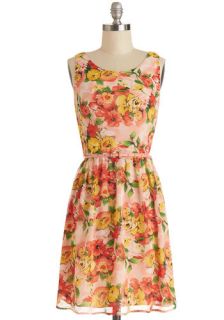 Pottery Painting Party Dress in Peach  Mod Retro Vintage Dresses