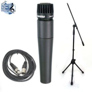 Shure SM57 Mic Instrument Microphone SM 57 W/Cable and Boom Stand Musical Instruments