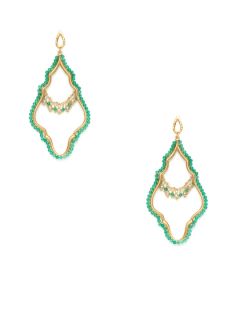 Green Onyx & Crystal Curvy Chandelier Earrings by Azaara