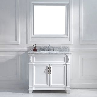 Virtu Victoria 36 inch White Single Square Sink Vanity Set White Size Single Vanities