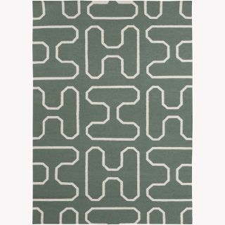 Mandara Mandara Handmade Geometric Pattern Flat weave Area Rug (7 X 10) Green Size 7 x 10