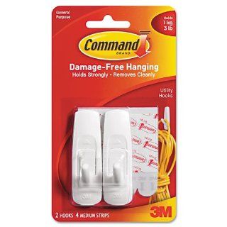 CommandTM   Removable Adhesive Utility Hooks, 3 lb Capacity, Plastic, White, 2/Pack   Sold As 1 Pack   Utility hook with CommandTM adhesive is quick and easy to put up and take down.