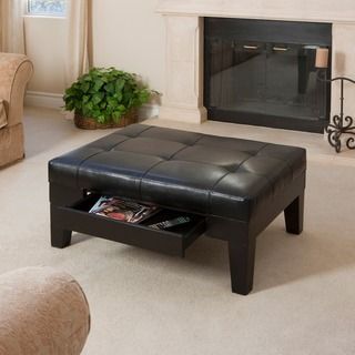 Christopher Knight Home Chatham Black Bonded Leather Storage Ottoman