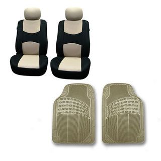 Fh Group Beige Front Set Bucket Seat Covers And Floor Mats
