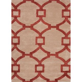 Hand tufted Contemporary Geometric Red/ Orange Accent Rug (2 X 3)