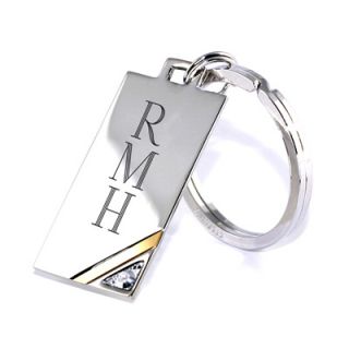 Sterling Silver and 18K Gold Engraved Key Chain (1 3 Initials) with
