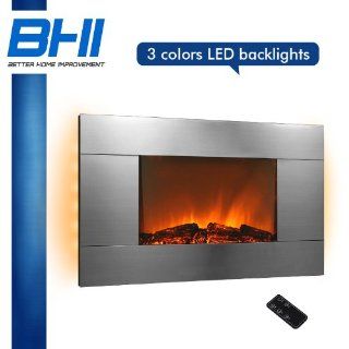 Wall Mounted 36" Electric Fireplace Heater Backlight With Remote Control AZ 540GCL   Portable Fireplaces